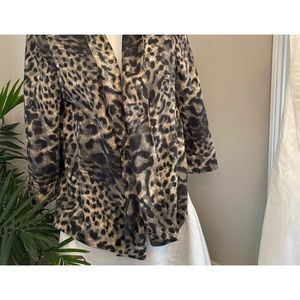 Preston & York Lined Leopard/Animal Print Size 16 Blazer/Jacket